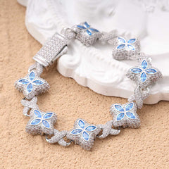 Ice Stone Colorful CZ Clover Cuban Necklace