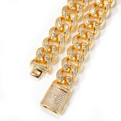 Ice Stone Gold Plated CZ Cuban Link Chain