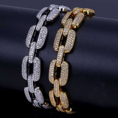 Ice Stone Wide Flat Iced Out Bracelet Men
