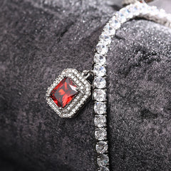 Ice Stone 4mm Pink Tennis Pendant Necklace