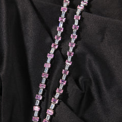 Ice Stone Luxury Lilac Purple CZ Zirconia Link Chain Hip Hop Jewelry