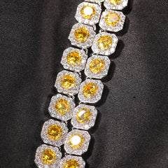 Ice Stone 13mm Big CZ Tennis Chain Pink Yellow Colorful Hip Hop Jewelry