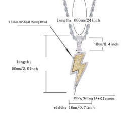 Ice Stone Hip Hop Lightning CZ Jewelry Set