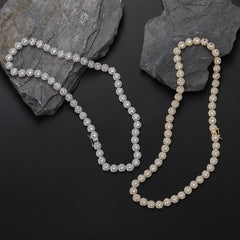 Ice Stone 8mm Round Diamond Tennis Necklace