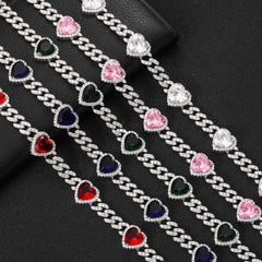 Ice Stone Big Heart Diamond Cuban Necklace