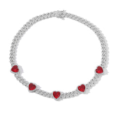 Ice Stone Big Heart Diamond Cuban Necklace