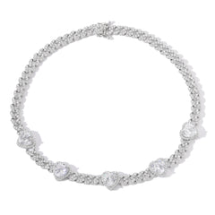 Ice Stone Big Heart Diamond Cuban Necklace