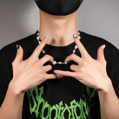 Ice Stone 13mm Pearl Diamond Tennis Necklace