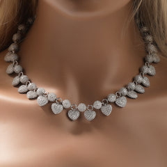 Ice Stone Ball & Heart CZ Necklace