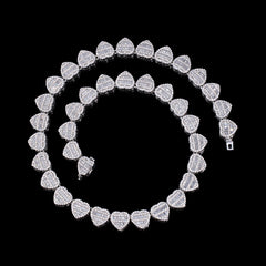 Ice Stone Baguette Heart CZ Necklace