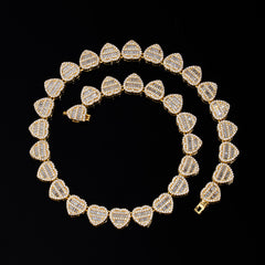 Ice Stone Baguette Heart CZ Necklace