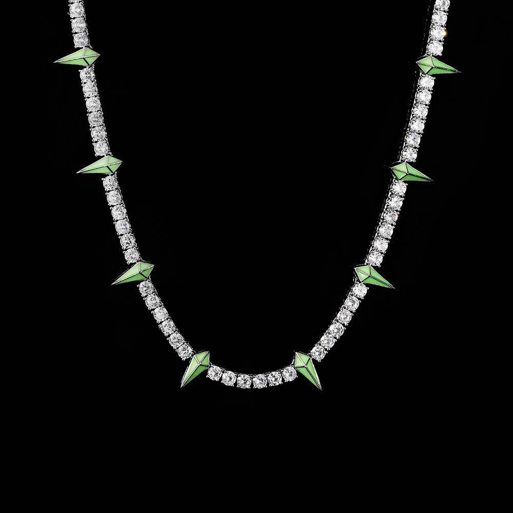 Ice Stone 5mm AAA CZ Multicolor Spike Necklace