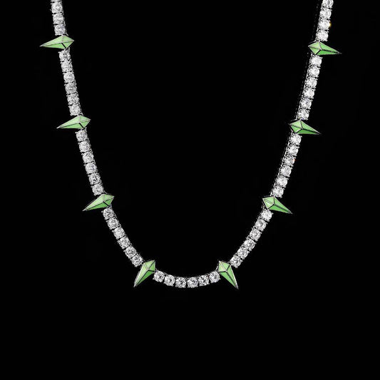 Ice Stone 5mm AAA CZ Multicolor Spike Necklace