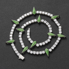 Ice Stone 5mm AAA CZ Multicolor Spike Necklace