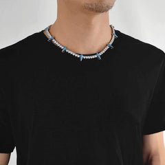 Ice Stone 5mm AAA CZ Multicolor Spike Necklace