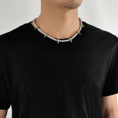 Ice Stone 5mm AAA CZ Multicolor Spike Necklace