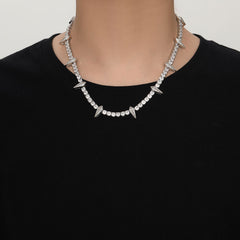 Ice Stone 5mm AAA CZ Full Spike Necklace