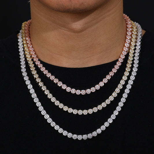 Ice Stone 8mm Flower Diamond Tennis Necklace