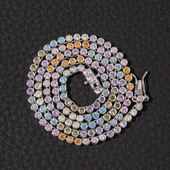 Ice Stone Rainbow 3mm Tennis Chain Necklace