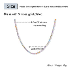 Ice Stone Rainbow 3mm Tennis Chain Necklace