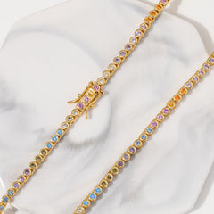 Ice Stone Rainbow 3mm Tennis Chain Necklace