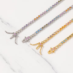 Ice Stone Rainbow 3mm Tennis Chain Necklace