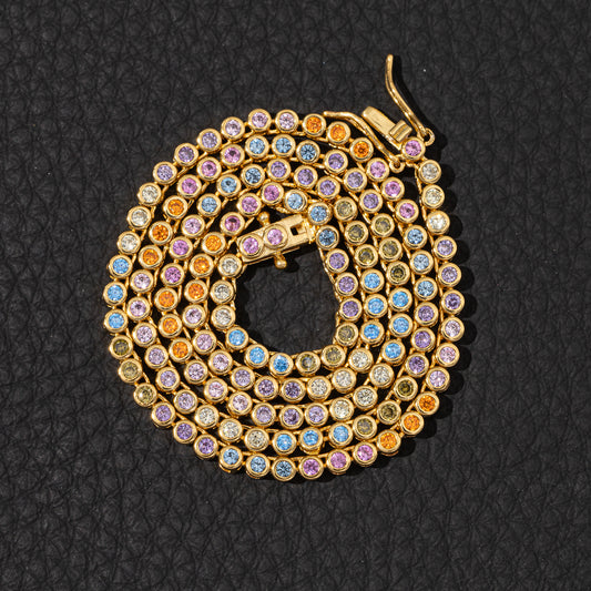 Ice Stone Rainbow 3mm Tennis Chain Necklace