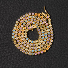Ice Stone Rainbow 3mm Tennis Chain Necklace