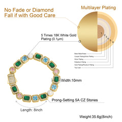 Ice Stone 10mm Colorful Square Tennis Necklace