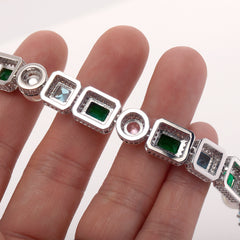 Ice Stone 10mm Colorful Square Tennis Necklace