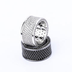 Ice Stone Black Silvery Iced Out Micro Pave Ring