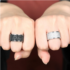 Ice Stone Black Silvery Iced Out Micro Pave Ring