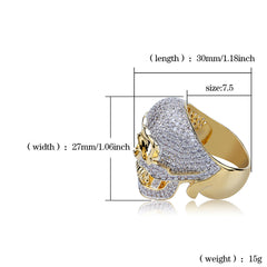 Ice Stone Vintage Skull Punk Brass Iced Ring