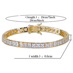 Ice Stone Zircon Square Tennis Chain Bracelet Hip-Hop