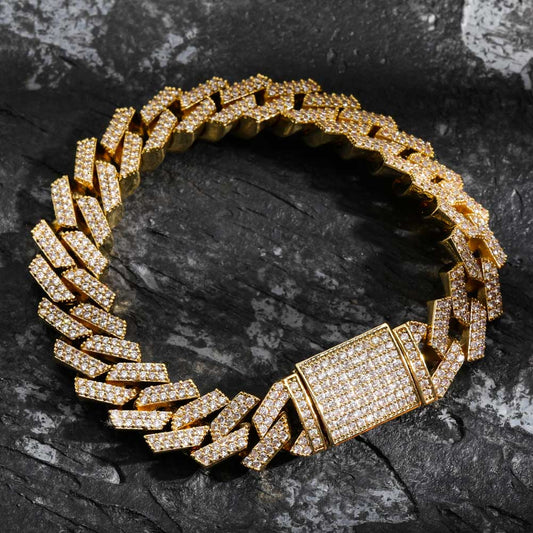 Ice Stone Custom Three-Tone Gold Charm Bracelet Women