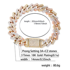 Ice Stone Custom Three-Tone Gold Charm Bracelet Women