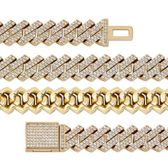 Ice Stone Custom Three-Tone Gold Charm Bracelet Women