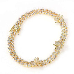 Ice Stone Butterfly Cuban Chain Rose Gold