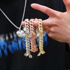Ice Stone Butterfly Cuban Chain Rose Gold