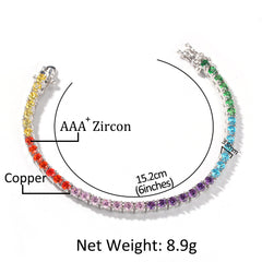 Ice Stone 4mm Rainbow Tennis Chain Bracelet