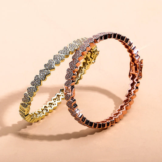 Ice Stone 7mm Heart Cuban Link Bracelet