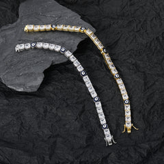 Ice Stone Evil Eye CZ Tennis Bracelet Men