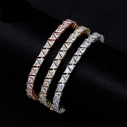 Ice Stone 5mm Triangular Tennis Chain Bracelet