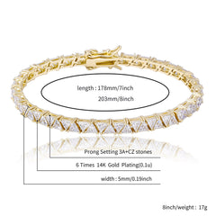 Ice Stone 5mm Triangular Tennis Chain Bracelet