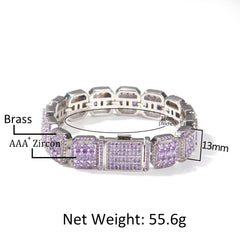 Ice Stone 13mm Hip Hop Gold Plated Bracelet