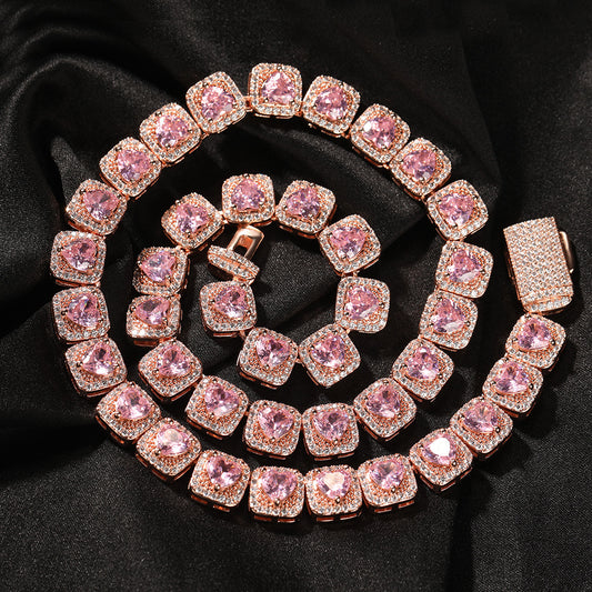 Ice Stone 9.5mm Heart Diamond Tennis Chain