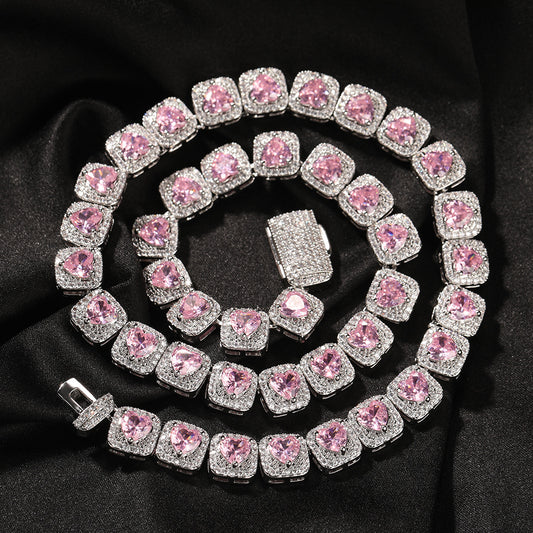 Ice Stone 9.5mm Heart Diamond Tennis Chain