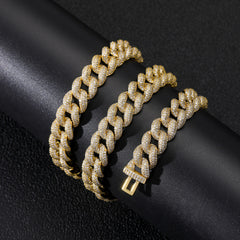 Ice Stone 12-18mm Gold Plated Miami Cuban Link Iced Out Chain