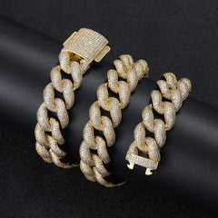 Ice Stone 12-18mm Gold Plated Miami Cuban Link Iced Out Chain
