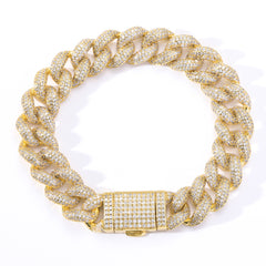 Ice Stone 12-18mm Gold Plated Miami Cuban Link Iced Out Chain
